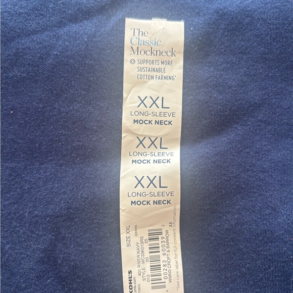 Croft & Barrow Navy Classic Mock Neck Long Sleeve Top XXL Cotton - Picture 2 of 9
